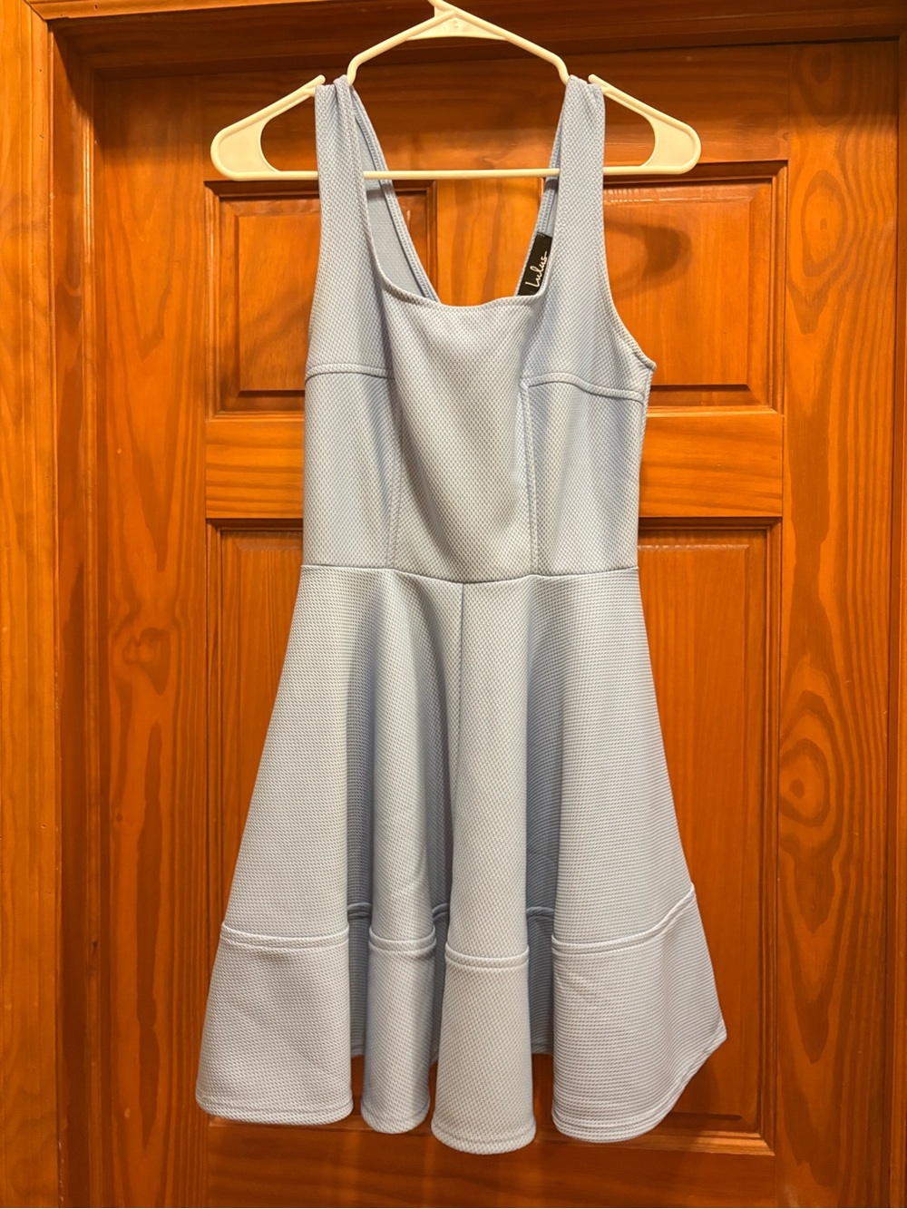 Lulu's Powder Blue Textured Fit-and-Flare Dress